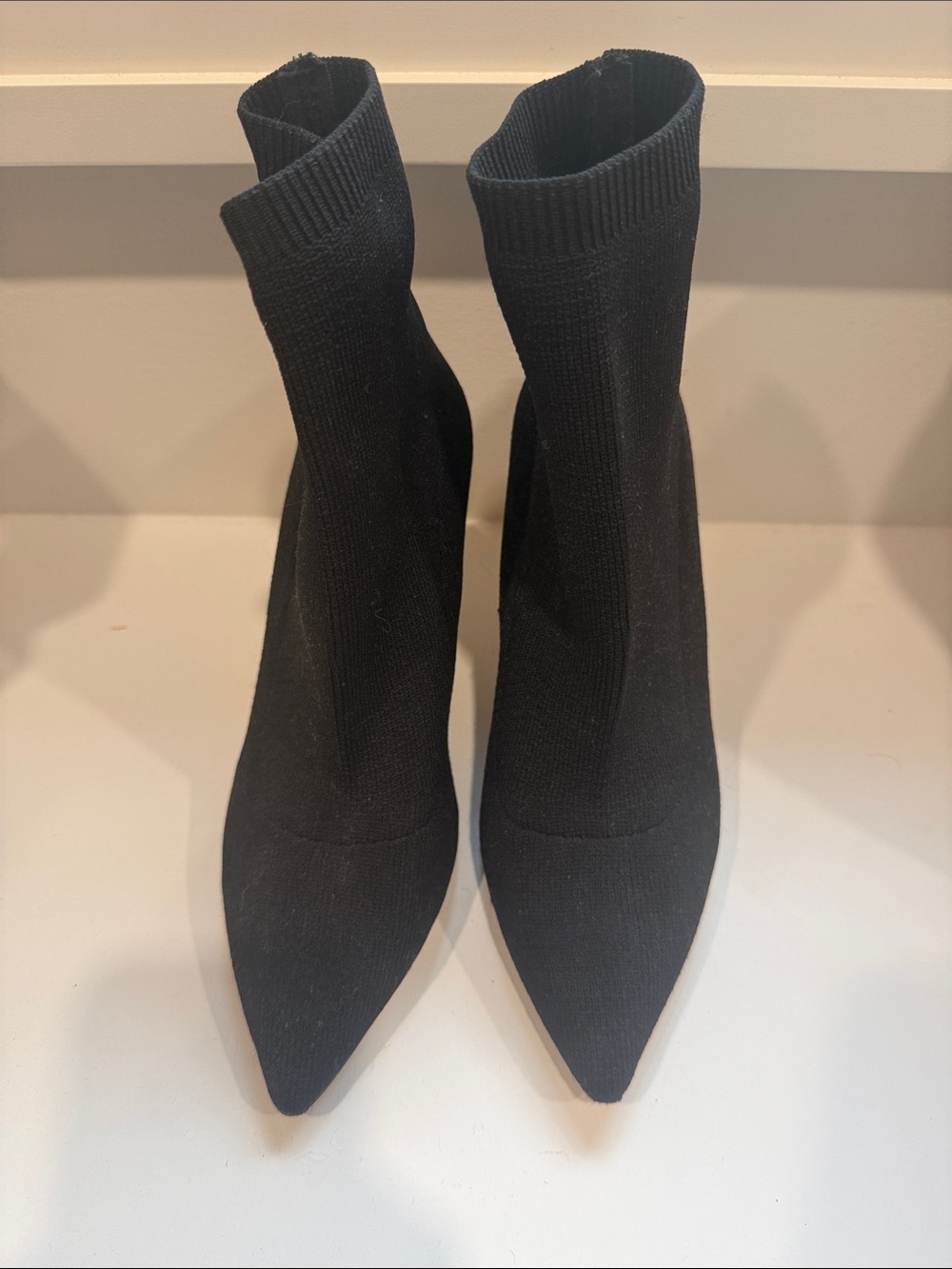 Black Stretch Knit Sock Booties - Women Shoes